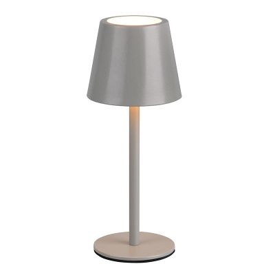 Lámpara de mesa recargable de metal gris, Priya, 1,6W, ajustable entre luz blanco cálido y frío LED, regulable en 3 pasos