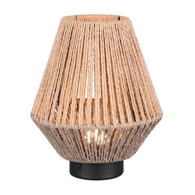 Lámpara de mesa recargable de papel marrón, Isaura, 1,5W, 3000K LED, regulable en 3 pasos