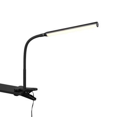 Lámpara de pinza moderna negra, Rommert, 5W, ajustable entre luz blanco cálido y frío LED, con regulador táctil