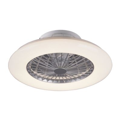 Ventilador de techo moderno gris, Damyan, 30W, ajustable entre luz blanco cálido y frío LED, con mando a distancia