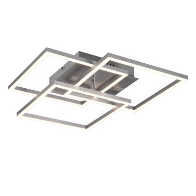 Plafón de techo moderno níquel, Bibiana, 28W, ajustable entre luz blanco cálido y frío LED, con mando a distancia
