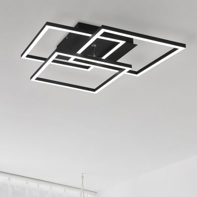 Plafón de techo moderno negro, Bibiana, 28W, ajustable entre luz blanco cálido y frío LED, con mando a distancia