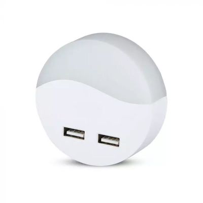 Luz nocturna de enchufe blanca de plástico, Kyrill, 0,5W, 3000K LED