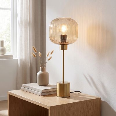 Lámpara de mesa ámbar diseño, Charlois, con interruptor