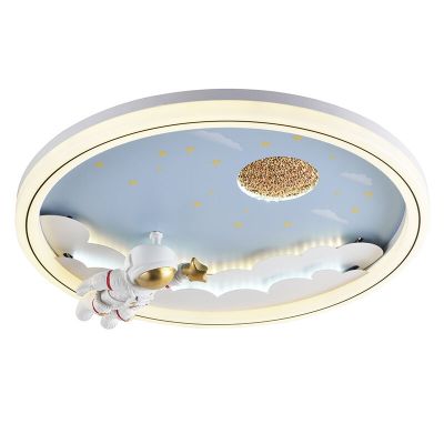 Lámpara de techo infantil azul de metal, Astronaut, 42W, 3000K LED, regulable en 3 pasos