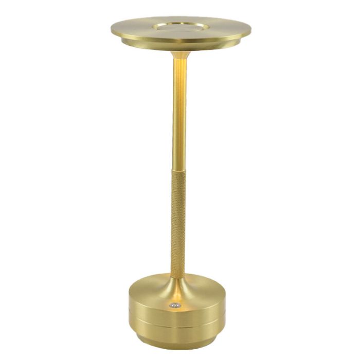 Lámpara de mesa recargable dorada moderna, Arvind, 3W, ajustable entre luz blanco cálido y frío LED, con interruptor