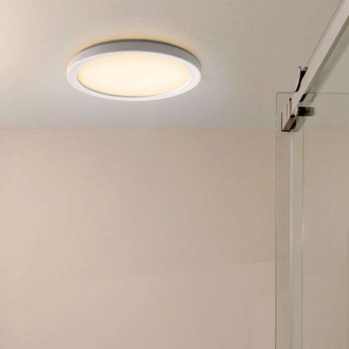 Lámpara de techo baño blanca de plástico, Shivani, 8W, 3000K LED, IP44