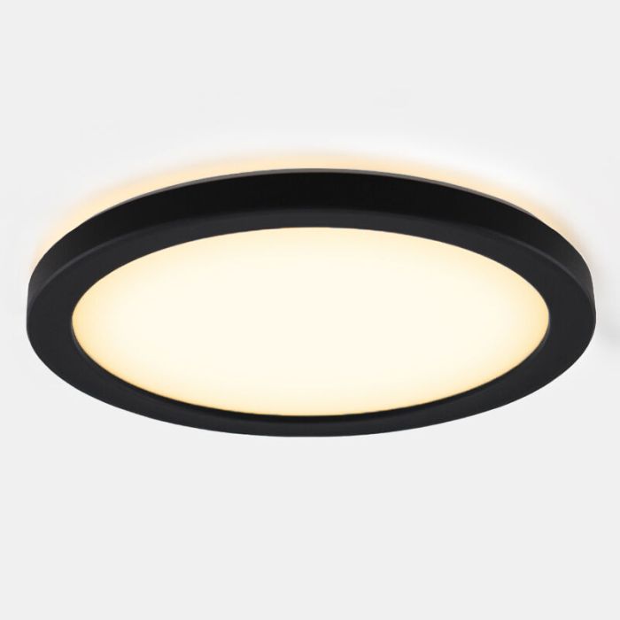 Lámpara de techo baño negra de plástico, Shivani, 8W, 3000K LED, IP44