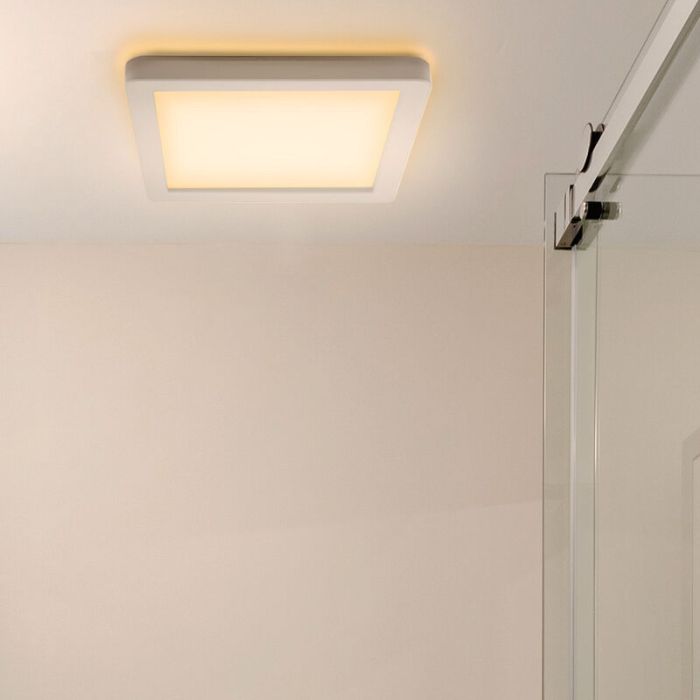 Lámpara de techo baño blanca de plástico, Shivani, 15W, 3000K LED, IP44