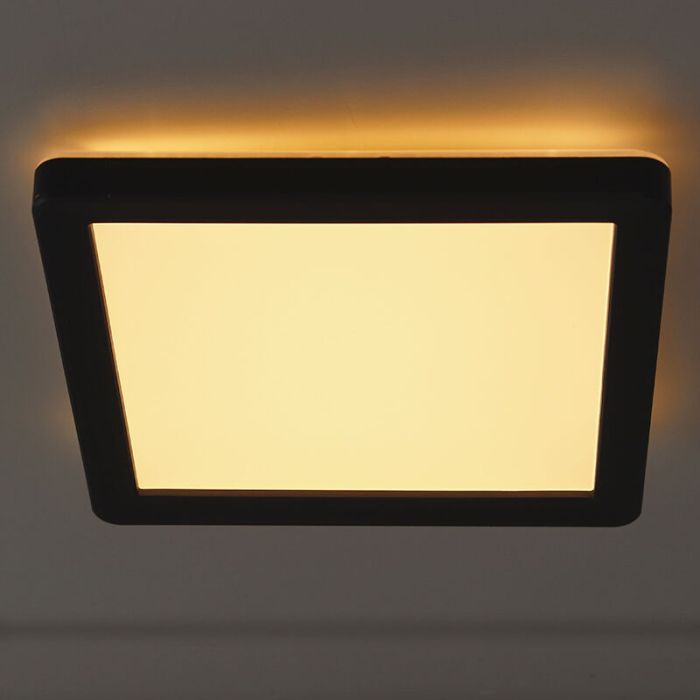 Lámpara de techo baño negra de plástico, Shivani, 8W, 3000K LED, IP44