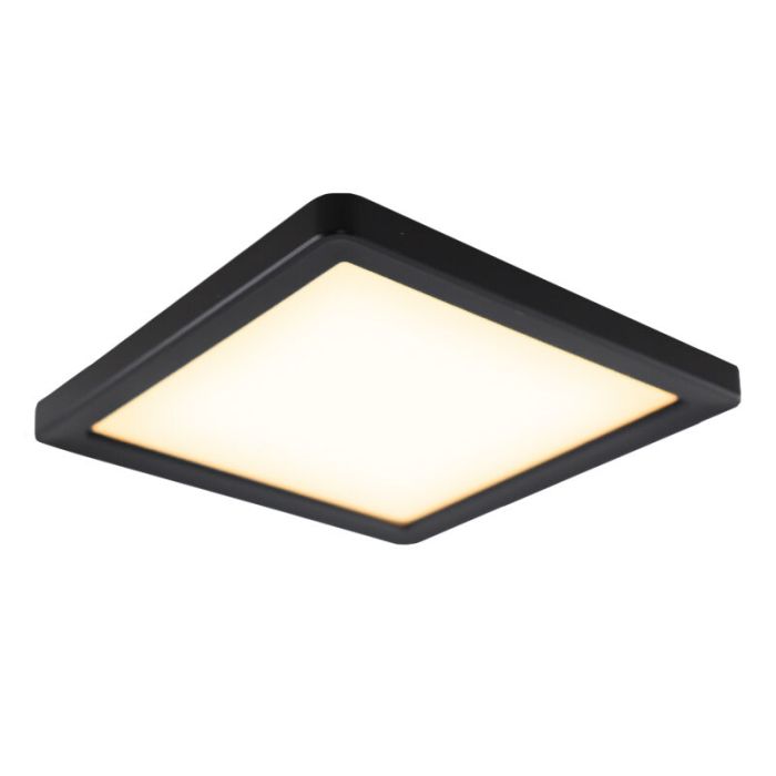 Lámpara de techo baño negra de plástico, Shivani, 8W, 3000K LED, IP44