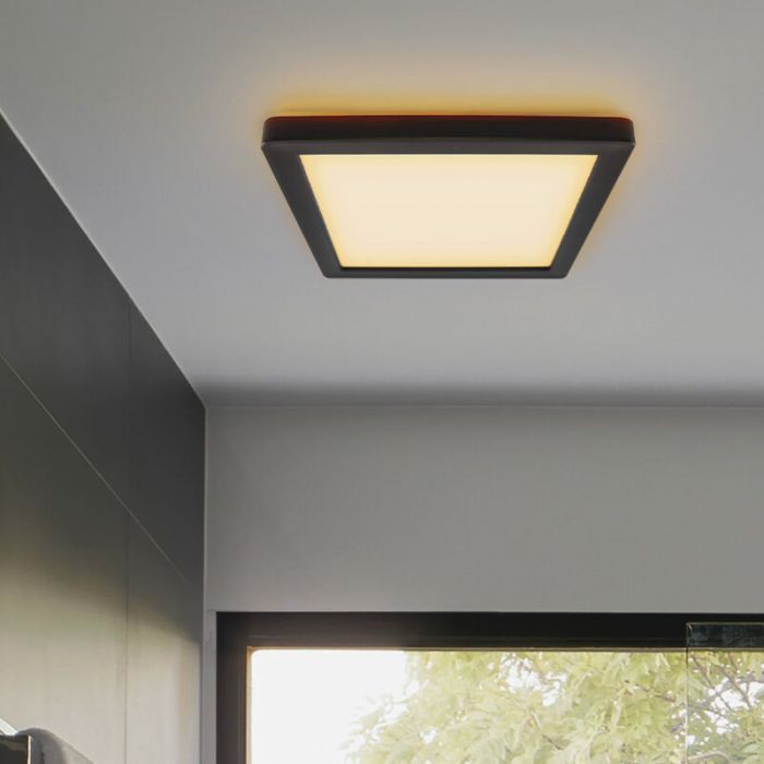 Lámpara de techo baño negra de plástico, Shivani, 8W, 3000K LED, IP44