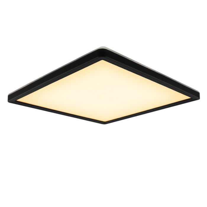 Plafón de techo negro de plástico, Shona, 18W, 3000K LED, regulable en 3 pasos