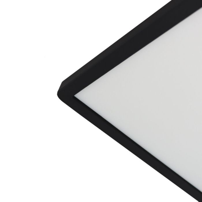 Plafón de techo negro de plástico, Shona, 18W, 3000K LED, regulable en 3 pasos