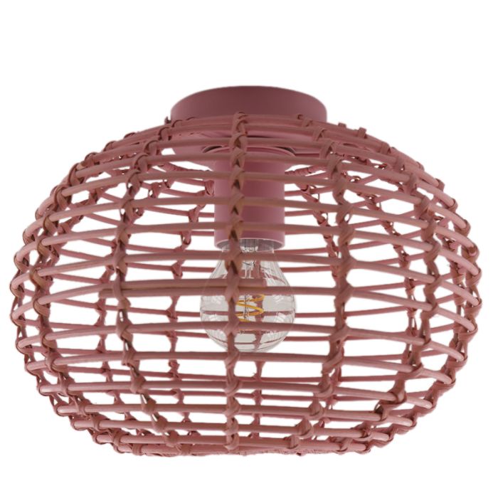 Lámpara de techo de ratán rosa, Roza