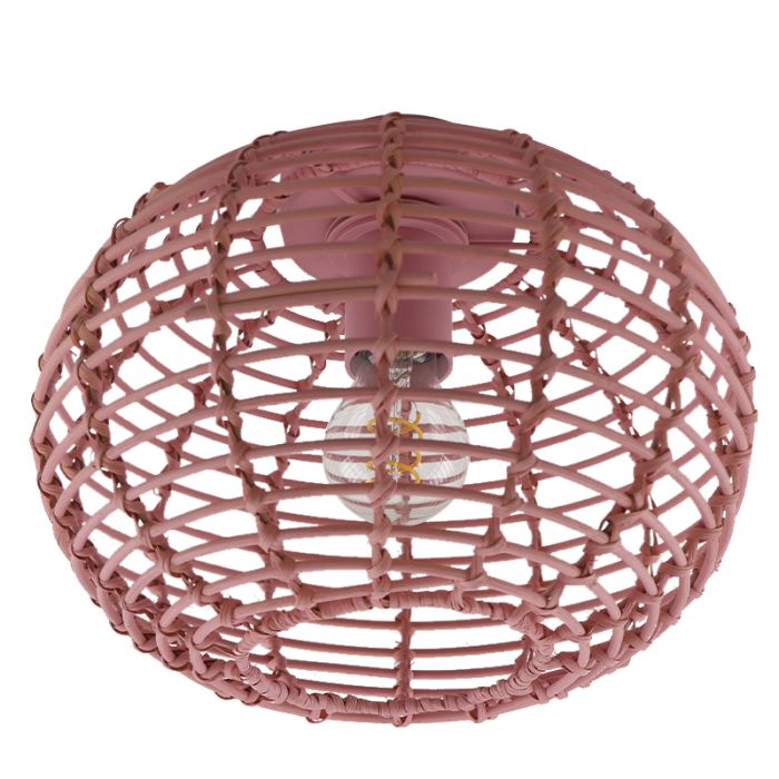 Lámpara de techo de ratán rosa, Roza
