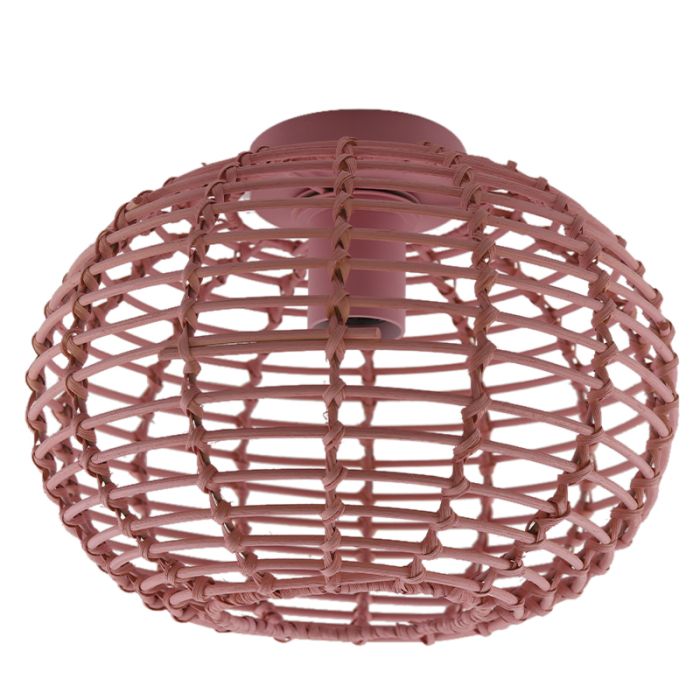 Lámpara de techo de ratán rosa, Roza