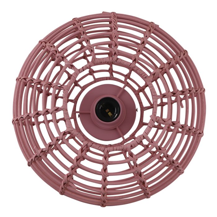 Lámpara de techo de ratán rosa, Roza