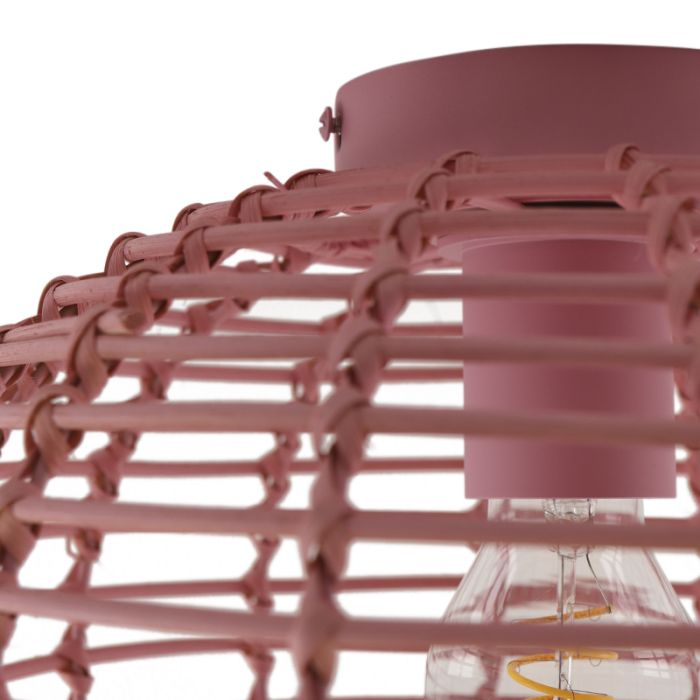 Lámpara de techo de ratán rosa, Roza