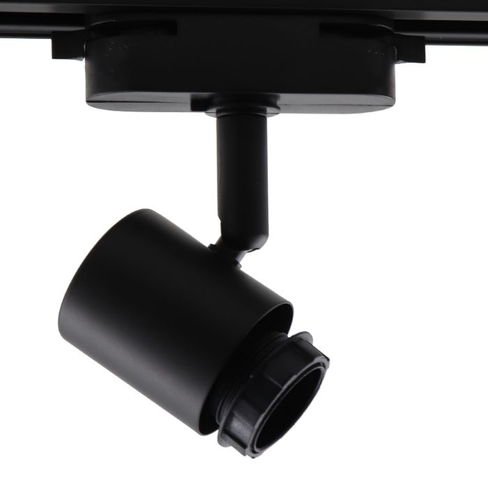 Foco de carril monofásico negro de plástico,