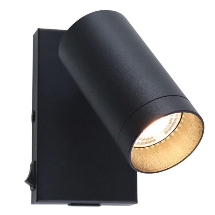 Foco de pared negro moderno, Nadi, con interruptor