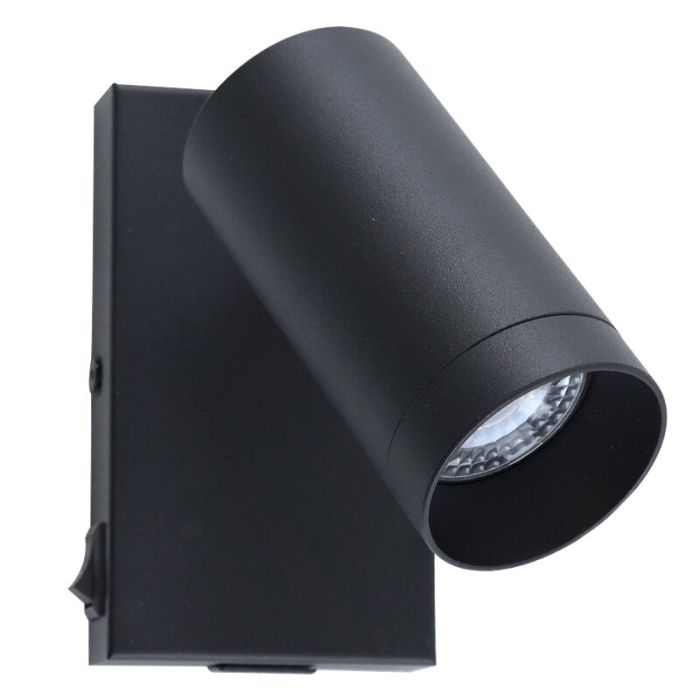 Foco de pared negro moderno, Nadi, con interruptor