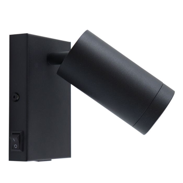 Foco de pared negro moderno, Nadi, con interruptor