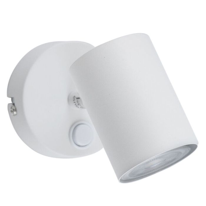 Foco de pared blanco moderno, Elena, con interruptor