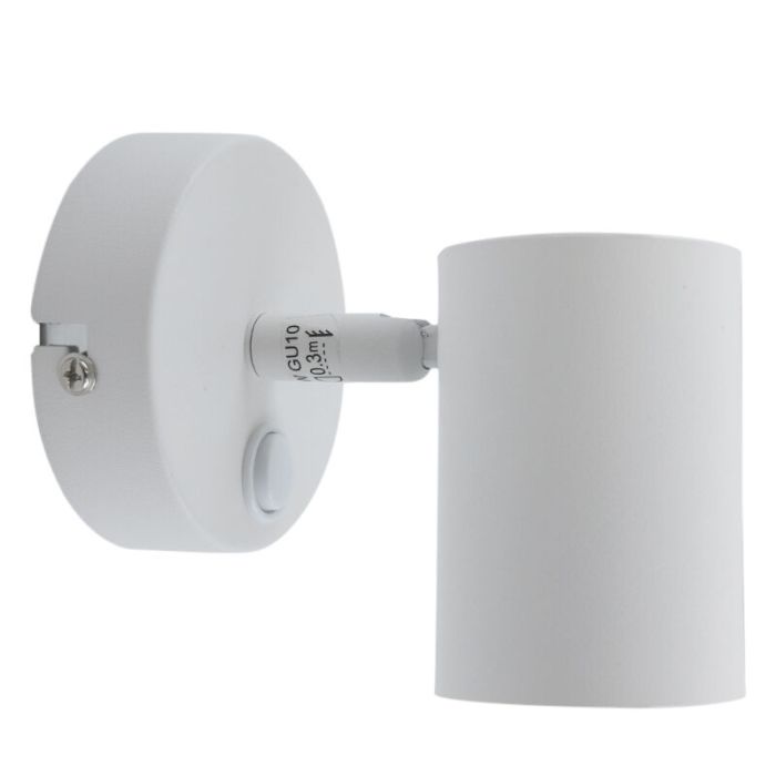 Foco de pared blanco moderno, Elena, con interruptor