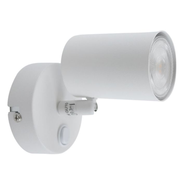 Foco de pared blanco moderno, Elena, con interruptor