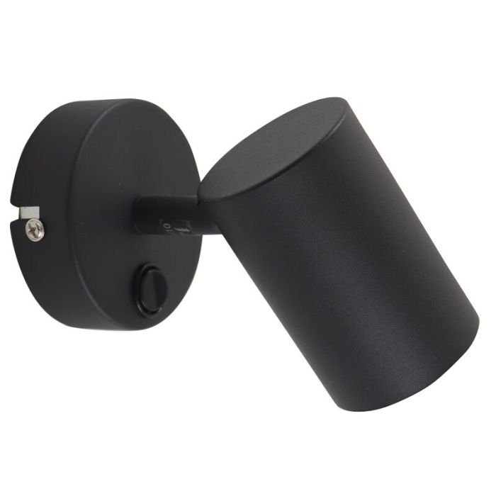Foco de pared negro moderno, Elena, con interruptor