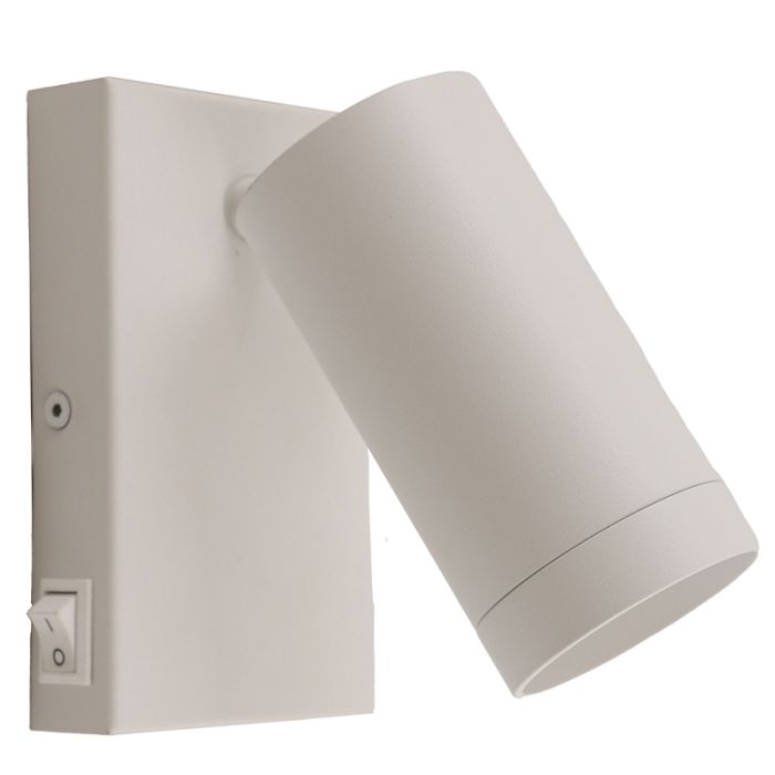 Foco de pared blanco moderno, Nadi, con interruptor