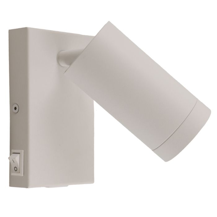 Foco de pared blanco moderno, Nadi, con interruptor