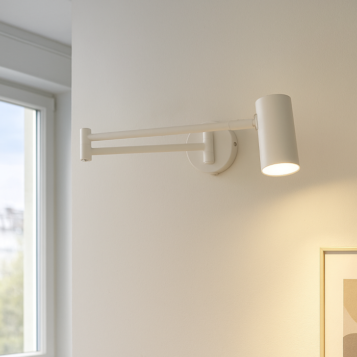 Foco de pared blanco moderno, Elena, con interruptor