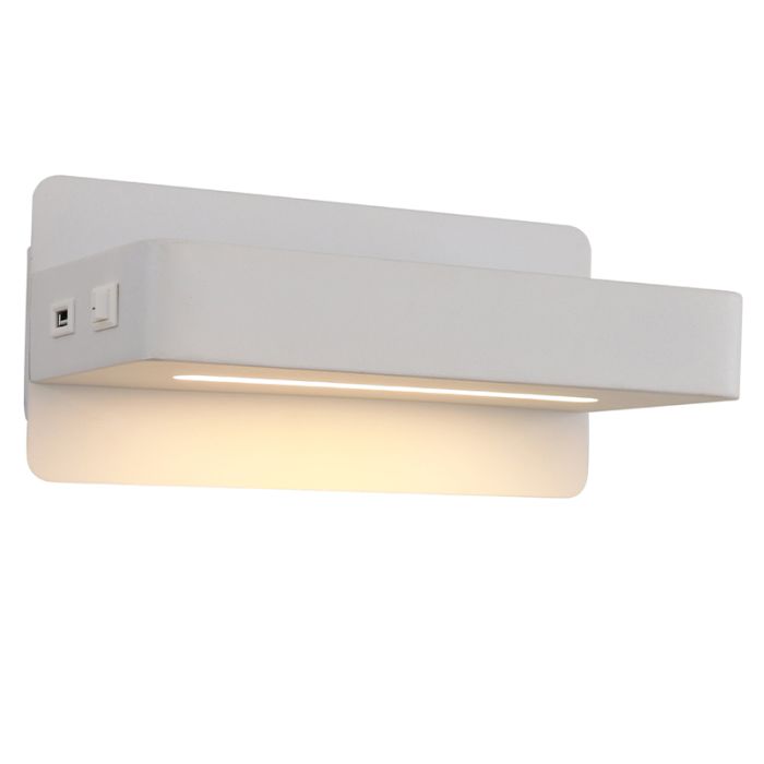 Aplique blanco moderno, Gregor, 10W, 3000K LED, con interruptor