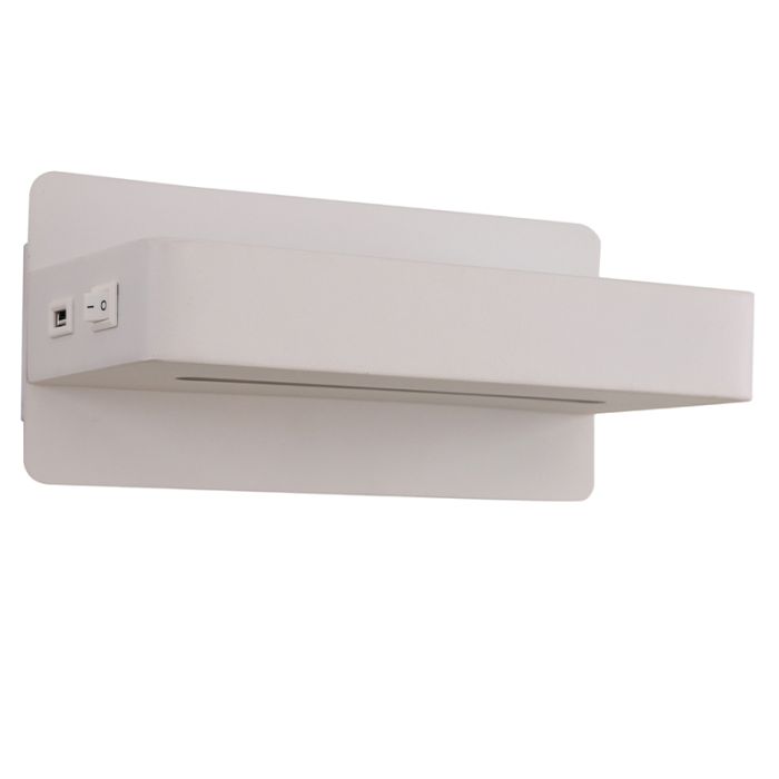 Aplique blanco moderno, Gregor, 10W, 3000K LED, con interruptor