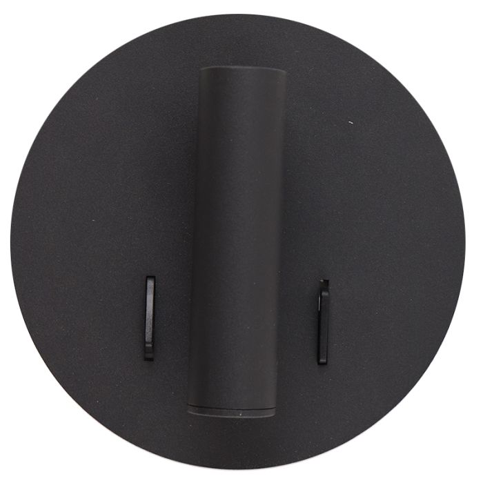 Aplique negro moderno, Alec, 9W, 3000K LED, con interruptor