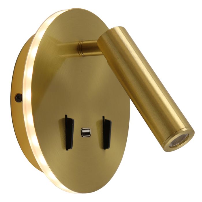 Aplique dorado moderno, Alec, 9W, 3000K LED, con interruptor