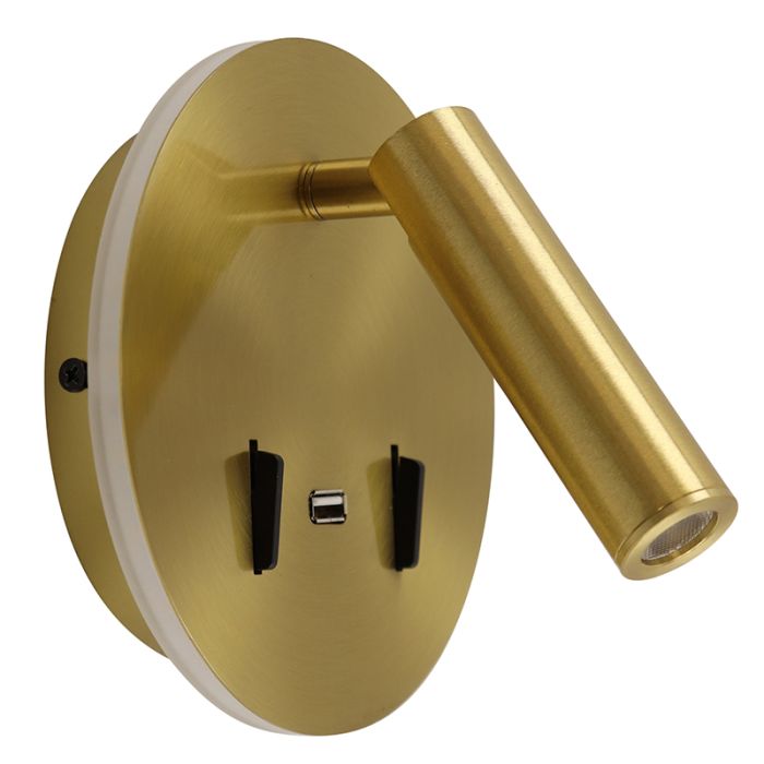 Aplique dorado moderno, Alec, 9W, 3000K LED, con interruptor