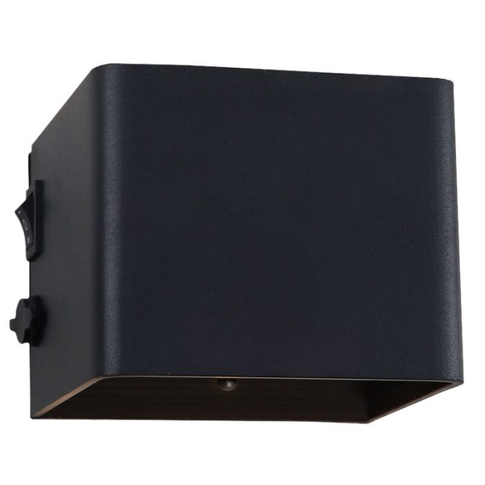 Aplique up down negro recargable, Dion, 1W, 2700K LED, IP44, sensor de movimiento