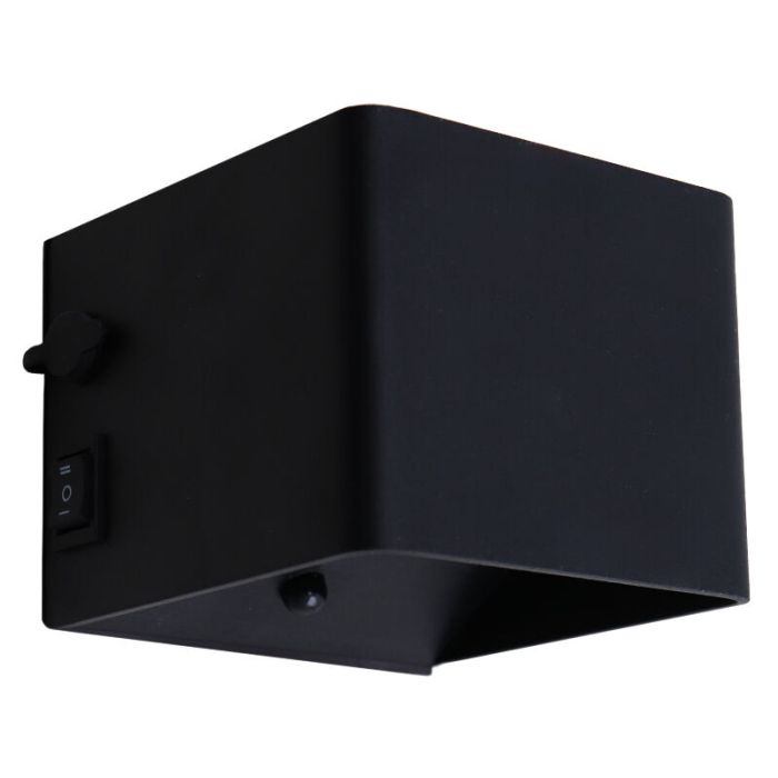 Aplique up down negro recargable, Dion, 1W, 2700K LED, IP44, sensor de movimiento