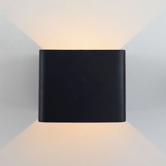 Aplique up down negro recargable, Dion, 1W, 2700K LED, IP44, sensor de movimiento