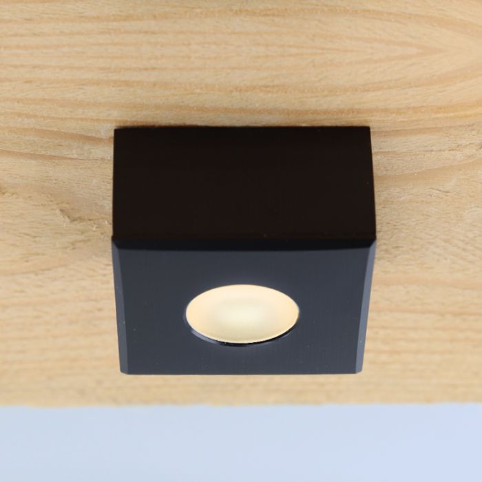 Aplique de techo cuadrado negro para porche Fredo, IP44, regulable