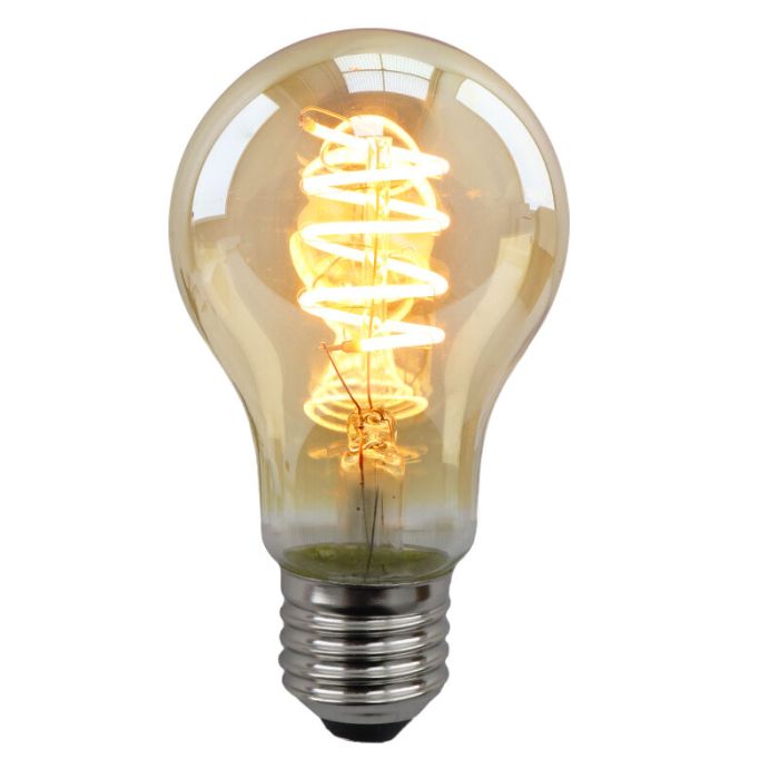 E27 LED bombilla regulable, Tuelo, A60, 4w, ámbar vidrio, 2200K