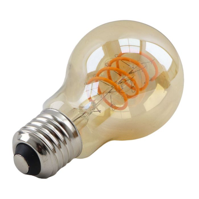 E27 LED bombilla regulable, Tuelo, A60, 4w, ámbar vidrio, 2200K