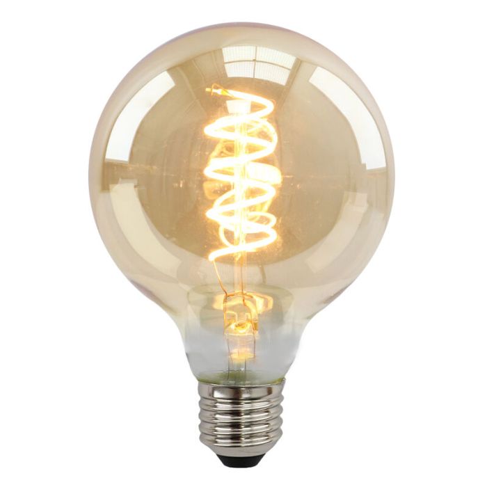 E27 LED bombilla regulable, Tuelo, G95, 4w, ámbar vidrio, 2200K