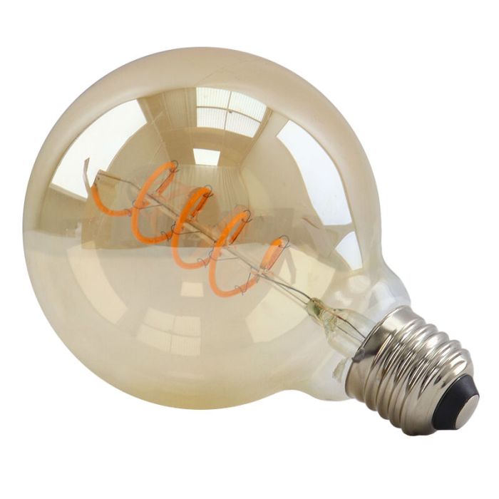 E27 LED bombilla regulable, Tuelo, G95, 4w, ámbar vidrio, 2200K
