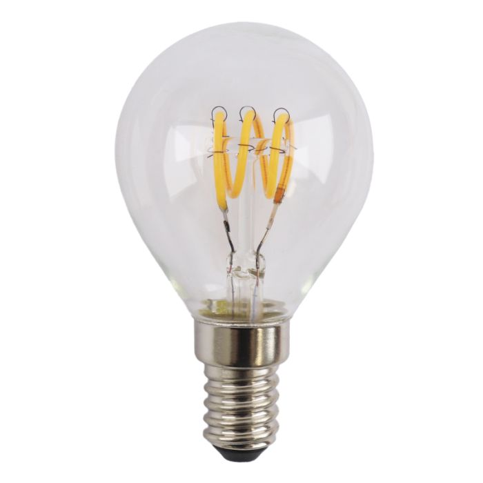 Olucia bombilla LED filamento E14 regulable Tuelo, P45, 4W, 2700K