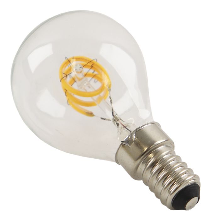 Olucia bombilla LED filamento E14 regulable Tuelo, P45, 4W, 2700K