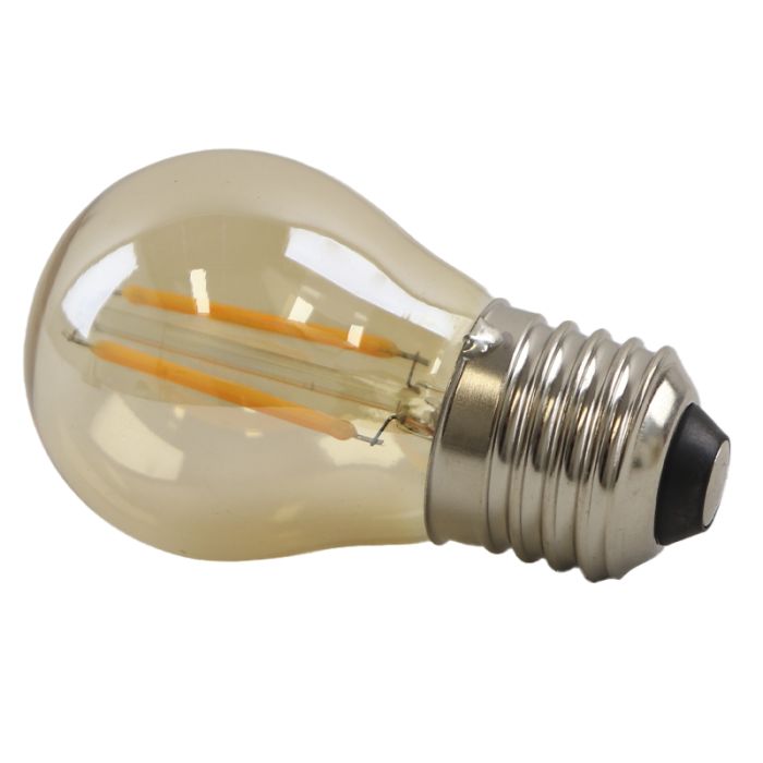 Olucia bombilla LED filamento E27 regulable Melchis, ámbar, P45, 2W, 2200K